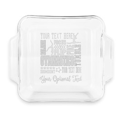 Gymnastics with Name/Text Glass Cake Dish with Truefit Lid - 8in x 8in