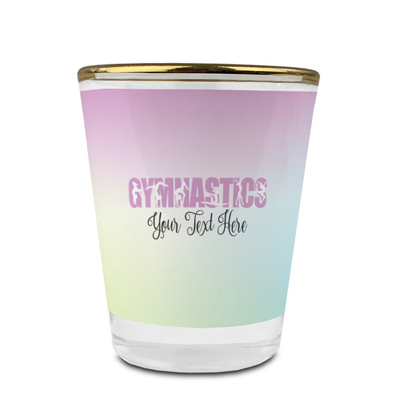 Custom Gymnastics with Name/Text Glass Shot Glass - 1.5 oz - with Gold Rim - Single