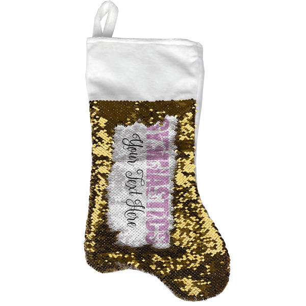 Custom Gymnastics with Name/Text Reversible Sequin Stocking - Gold