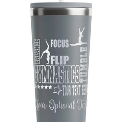 Gymnastics with Name/Text RTIC Everyday Tumbler with Straw - 28oz - Grey - Double-Sided