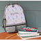 Gymnastics with Name/Text Large Backpack - Gray - On Desk