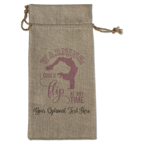 Custom Gymnastics with Name/Text Large Burlap Gift Bag - Front