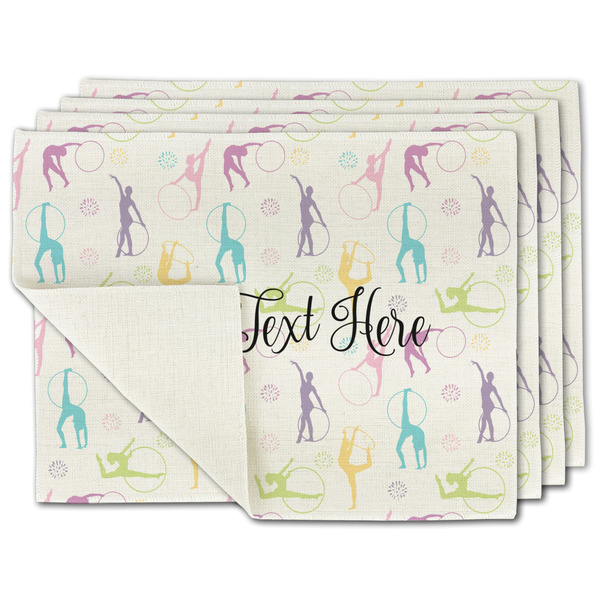 Custom Gymnastics with Name/Text Single-Sided Linen Placemat - Set of 4