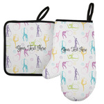 Gymnastics with Name/Text Left Oven Mitt & Pot Holder Set