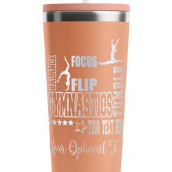 Gymnastics with Name/Text RTIC Everyday Tumbler with Straw - 28oz - Peach - Single-Sided