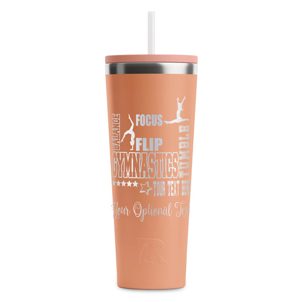 Custom Gymnastics with Name/Text RTIC Everyday Tumbler with Straw - 28oz - Peach - Single-Sided