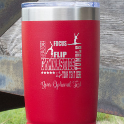 Gymnastics with Name/Text 20 oz Stainless Steel Tumbler - Red - Single Sided