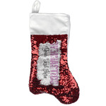 Gymnastics with Name/Text Reversible Sequin Stocking - Red