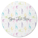 Gymnastics with Name/Text Round Rubber Backed Coaster (Personalized)