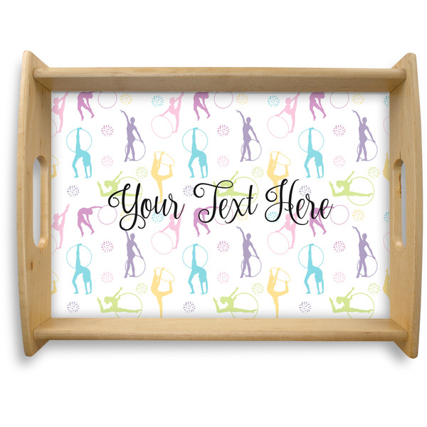 Custom Gymnastics with Name/Text Natural Wooden Tray - Large (Personalized)