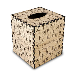 Gymnastics with Name/Text Wood Tissue Box Cover - Square
