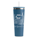 Gymnastics with Name/Text RTIC Everyday Tumbler with Straw - 28oz - Steel Blue - Double-Sided