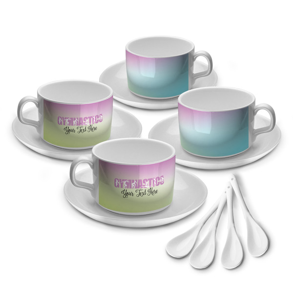 Custom Gymnastics with Name/Text Tea Cup - Set of 4 (Personalized)