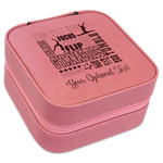 Gymnastics with Name/Text Travel Jewelry Boxes - Pink Leather