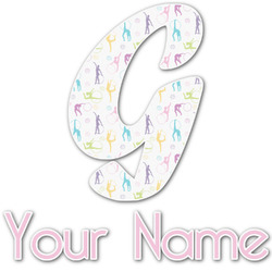Gymnastics with Name/Text Name & Initial Decal - Up to 18"x18" (Personalized)