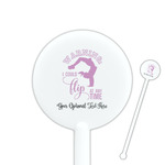 Gymnastics with Name/Text 5.5" Round Plastic Stir Sticks - White - Double Sided