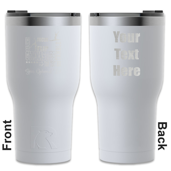 Custom Gymnastics with Name/Text RTIC Tumbler - White - Engraved Front & Back