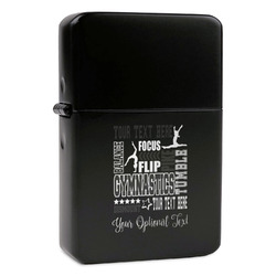 Gymnastics with Name/Text Windproof Lighter - Black - Single Sided