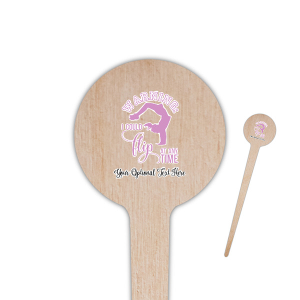 Custom Gymnastics with Name/Text 4" Round Wooden Food Picks - Single Sided