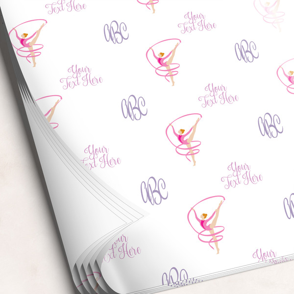 Custom Gymnastics with Name/Text Wrapping Paper Sheets - Single-Sided - 20" x 28"