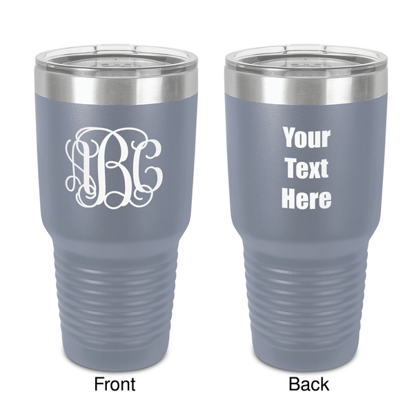 Custom Monogram 30 oz Stainless Steel Tumbler - Grey - Double-Sided