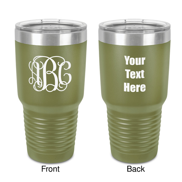 Custom Monogram 30 oz Stainless Steel Tumbler - Olive - Double-Sided