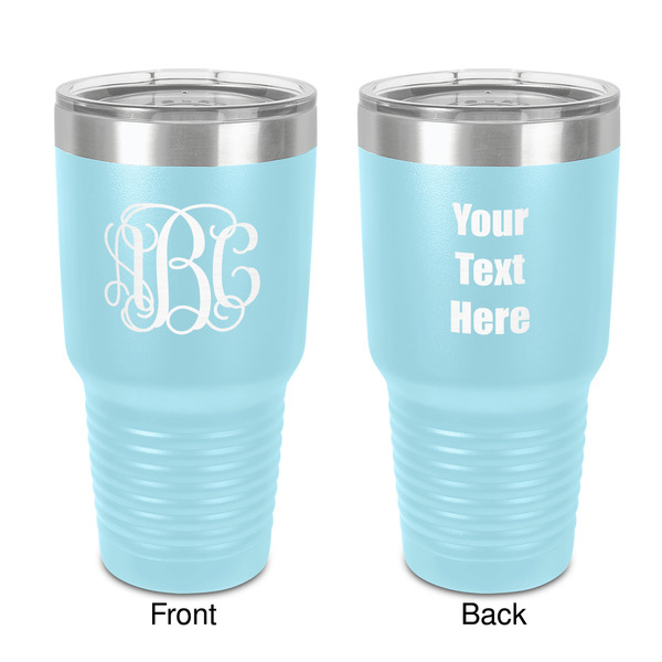 Custom Monogram 30 oz Stainless Steel Tumbler - Teal - Double-Sided