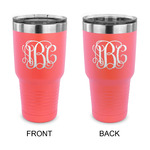 Monogram 30 oz Stainless Steel Tumbler - Coral - Double-Sided