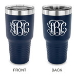 Monogram 30 oz Stainless Steel Tumbler - Navy - Double-Sided