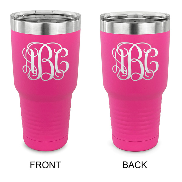 Custom Monogram 30 oz Stainless Steel Tumbler - Pink - Double-Sided