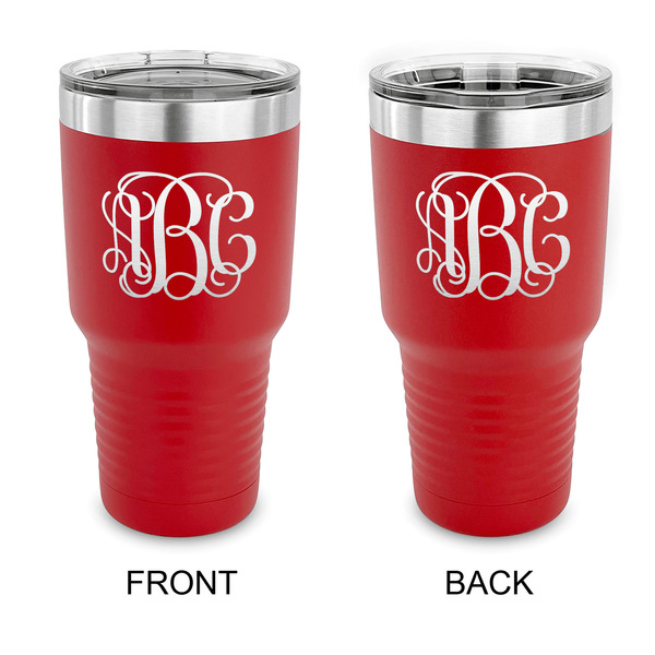 Custom Monogram 30 oz Stainless Steel Tumbler - Red - Double-Sided