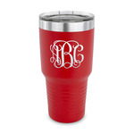 Monogram 30 oz Stainless Steel Tumbler - Red - Single-Sided