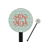 Monogram 5.5" Round Plastic Stir Sticks - Black - Double-Sided