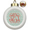 Monogram Ceramic Christmas Ornament - Poinsettias (Front View)