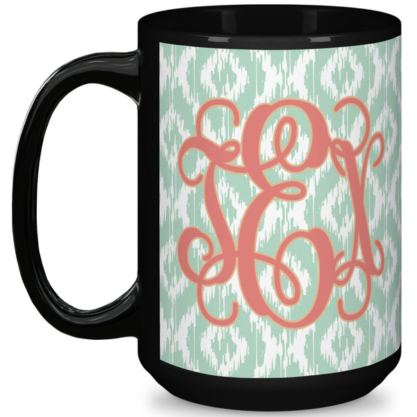 Custom Monogram 15 oz Coffee Mug - Black