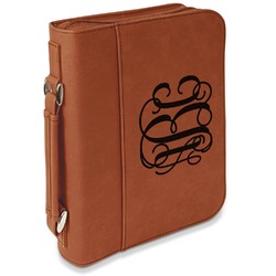 Monogram Leatherette Bible Cover with Handle & Zipper - Large - Single-Sided