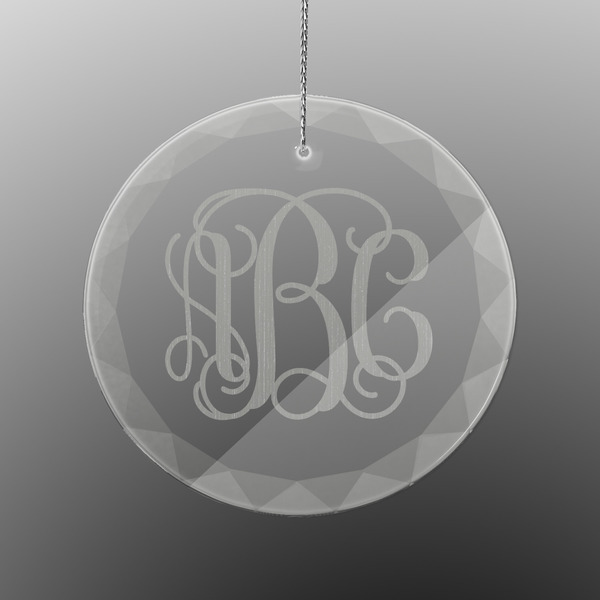 Custom Monogram Engraved Glass Ornament - Round