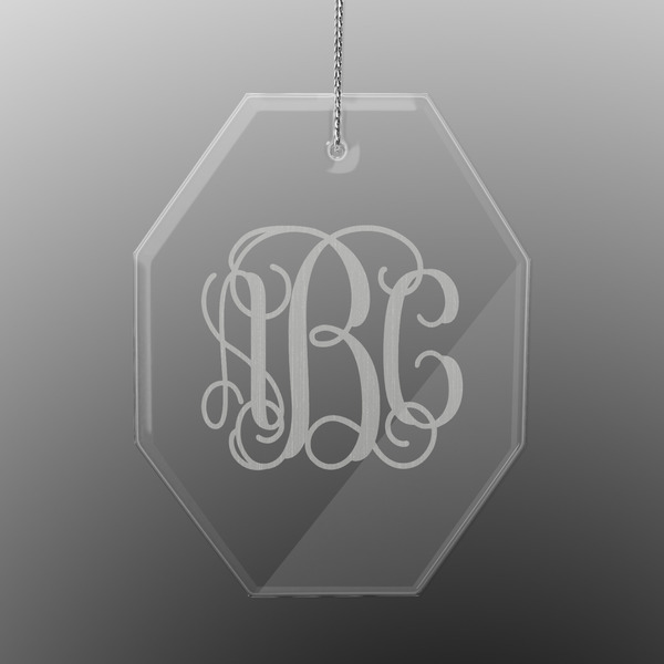 Custom Monogram Engraved Glass Ornament - Octagon