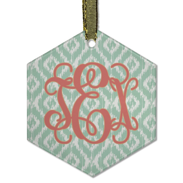 Custom Monogram Flat Glass Ornament - Hexagon