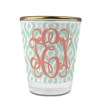 Monogram Glass Shot Glass - 1.5 oz - with Gold Rim - Single