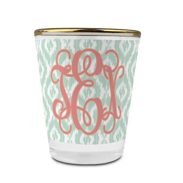 Custom Monogram Glass Shot Glass - 1.5 oz - with Gold Rim - Single