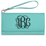 Monogram Ladies Leatherette Wallet - Laser Engraved - Teal