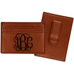 Monogram Leatherette Wallet with Money Clip