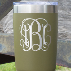 Monogram 20 oz Stainless Steel Tumbler - Olive - Double-Sided