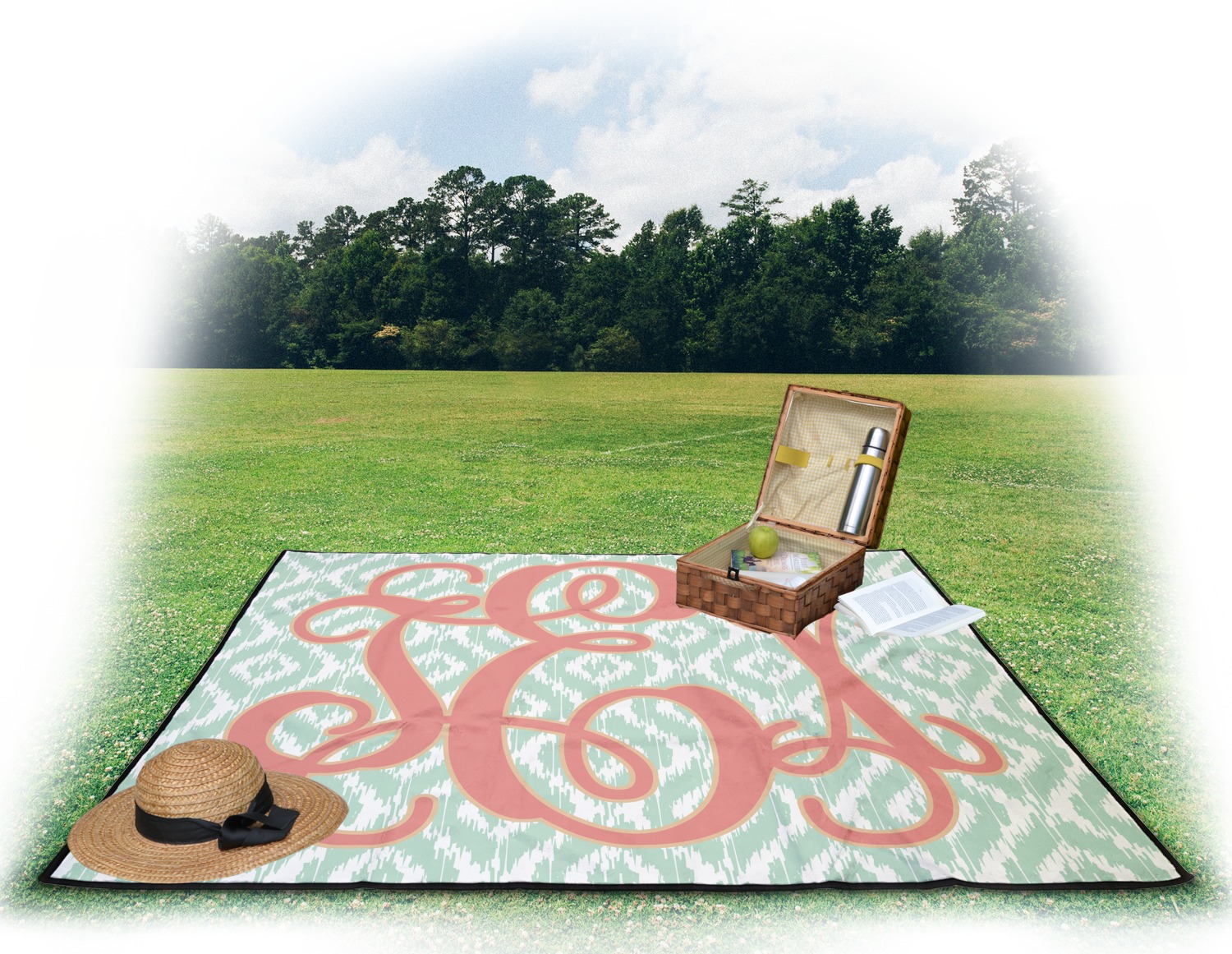 monogrammed picnic blanket