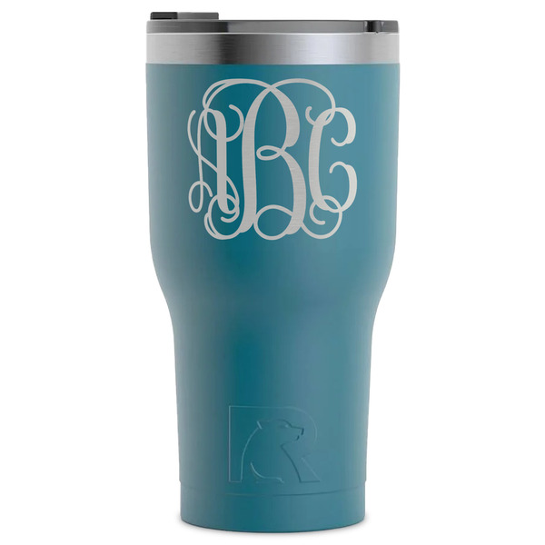 Custom Monogram RTIC Tumbler - Dark Teal - Laser Engraved - Single-Sided