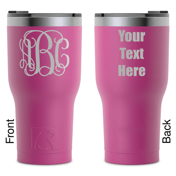 Custom Monogram RTIC Tumbler - Magenta - Laser Engraved - Double-Sided