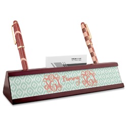 Monogram Red Mahogany Nameplate with Business Card Holder