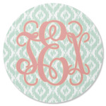 Monogram Round Rubber Backed Coaster - Single