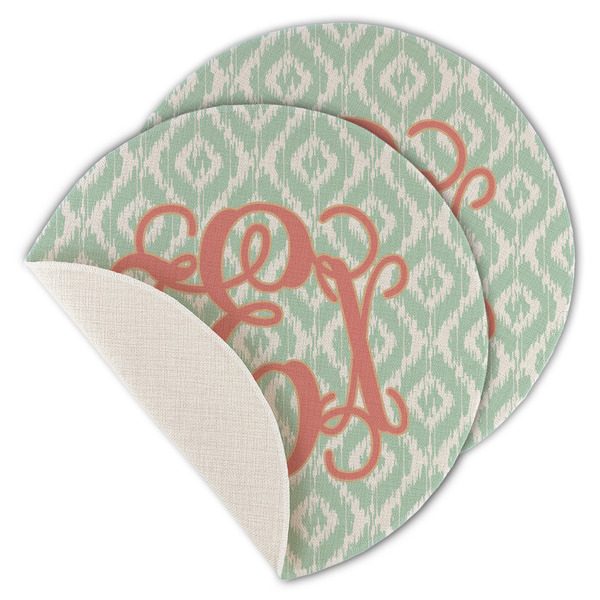 Custom Monogram Round Linen Placemat - Single-Sided - Set of 4